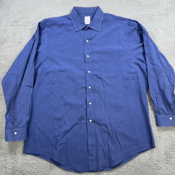 Brooks‎ Brothers Makers Shirt Mens 17-4 Blue Long Sleeve Button Down USA Cotton - Picture 2 of 8